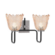Toltec Sandia 2-Light Bath Bar | Matte Black & Graphite Steel and Amber Lava Glass | Bathroom Vanity & Powder Room | 8.25 x 11.5 in | Model 6222-MBGP-4233
