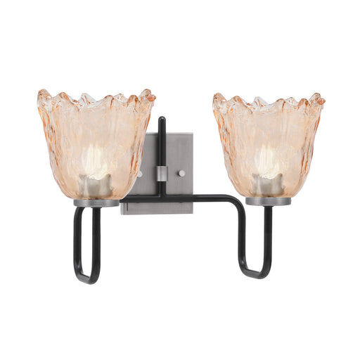 Toltec Sandia 2-Light Bath Bar | Matte Black & Graphite Steel and Amber Lava Glass | Bathroom Vanity & Powder Room | 8.25 x 11.5 in | Model 6222-MBGP-4233