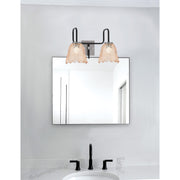 Toltec Sandia 2-Light Bath Bar | Matte Black & Graphite Steel and Amber Lava Glass | Bathroom Vanity & Powder Room | 8.25 x 11.5 in | Model 6222-MBGP-4233