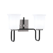 Toltec Sandia 2-Light Bath Bar | Industrial Matte Black & Graphite Steel and White Opal Glass | Bathroom Vanity & Powder Room | 7.5 x 10.5 in | Model 6222-MBGP-5031