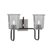 Toltec Sandia 2-Light Bath Bar | Industrial Matte Black & Graphite Steel and Smoke Bubble Glass | Bathroom Vanity & Powder Room | 7.5 x 10.5 in | Model 6222-MBGP-5032
