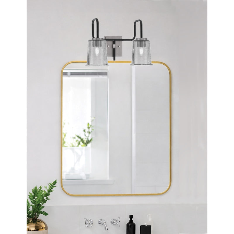 Toltec Sandia 2-Light Bath Bar | Industrial Matte Black & Graphite Steel and Smoke Bubble Glass | Bathroom Vanity & Powder Room | 7.5 x 10.5 in | Model 6222-MBGP-5032