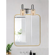 Toltec Sandia 2-Light Bath Bar | Matte Black & Graphite Steel and Amber Bubble Glass | Bathroom Vanity & Powder Room | 7.5 x 10.5 in | Model 6222-MBGP-5033