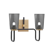 Toltec Sandia 2-Light Bath Bar | Matte Black & New Age Brass with Smoke Bubble Glass | Bathroom Vanity & Powder Room | 7.25 x 11.5 in | Model 6222-MBNAB-262