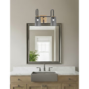 Toltec Sandia 2-Light Bath Bar | Matte Black & New Age Brass with Smoke Bubble Glass | Bathroom Vanity & Powder Room | 7.25 x 11.5 in | Model 6222-MBNAB-262