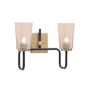 Toltec Sandia 2-Light Bath Bar | Matte Black & New Age Brass with Amber Gradient Glass | Bathroom Vanity & Powder Room | 7.25 x 11.5 in | Model 6222-MBNAB-263