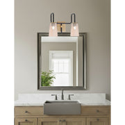 Toltec Sandia 2-Light Bath Bar | Matte Black & New Age Brass with Amber Gradient Glass | Bathroom Vanity & Powder Room | 7.25 x 11.5 in | Model 6222-MBNAB-263