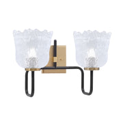 Toltec Sandia 2-Light Bath Bar | Matte Black & New Age Brass with Clear Lava Glass | Bathroom Vanity & Powder Room | 8.25 x 11.5 in | Model 6222-MBNAB-4230