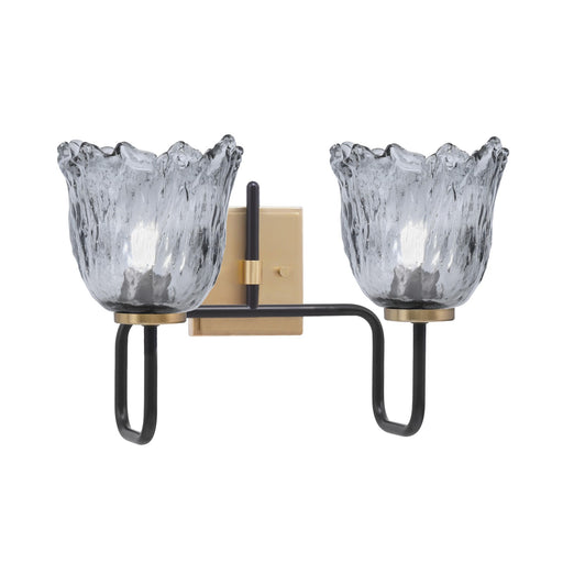 Toltec Sandia 2-Light Bath Bar | Matte Black & New Age Brass with Smoke Lava Glass | Bathroom Vanity & Powder Room | 8.25 x 11.5 in | Model 6222-MBNAB-4232