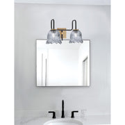 Toltec Sandia 2-Light Bath Bar | Matte Black & New Age Brass with Smoke Lava Glass | Bathroom Vanity & Powder Room | 8.25 x 11.5 in | Model 6222-MBNAB-4232