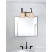 Toltec Sandia 2-Light Bath Bar | Matte Black & New Age Brass with Amber Lava Glass | Bathroom Vanity & Powder Room | 8.25 x 11.5 in | Model 6222-MBNAB-4233