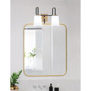 Toltec Sandia 2-Light Bath Bar | Matte Black & New Age Brass with White Opal Glass | Bathroom Vanity & Powder Room | 7.5 x 10.5 in | Model 6222-MBNAB-5031
