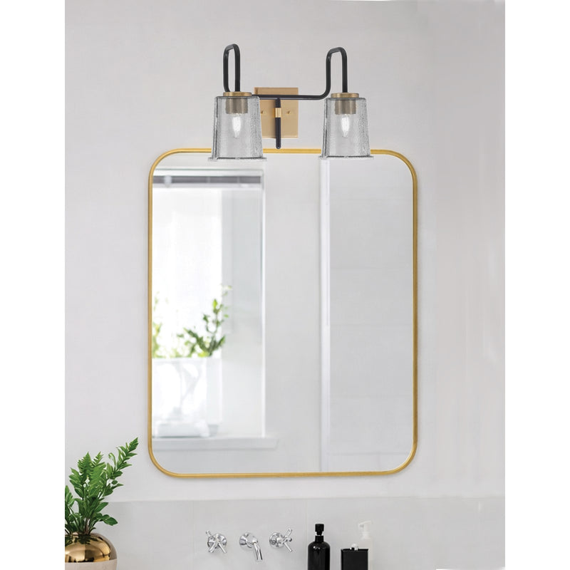 Toltec Sandia 2-Light Bath Bar | Matte Black & New Age Brass with Smoke Bubble Glass | Bathroom Vanity & Powder Room | 7.5 x 10.5 in | Model 6222-MBNAB-5032