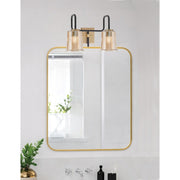 Toltec Sandia 2-Light Bath Bar | Matte Black & New Age Brass with Amber Bubble Glass | Bathroom Vanity & Powder Room | 7.5 x 10.5 in | Model 6222-MBNAB-5033