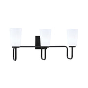 Toltec Sandia 3-Light Bath Bar | Matte Black with White Opal Glass | Bathroom Vanity & Powder Room | 7.25 x 11.5 in | Model 6223-MB-261