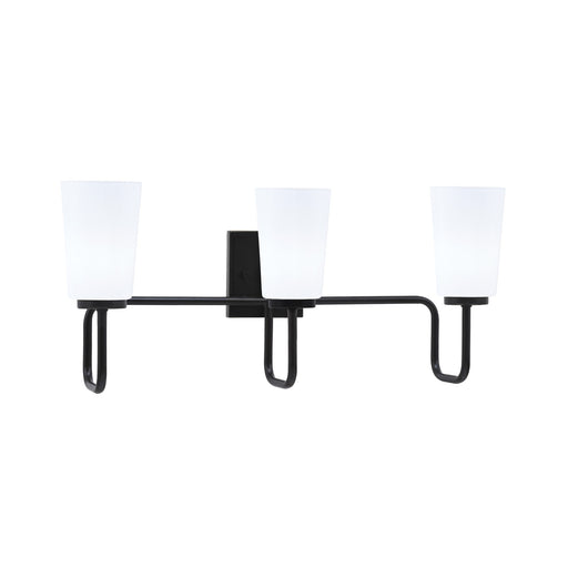 Toltec Sandia 3-Light Bath Bar | Matte Black with White Opal Glass | Bathroom Vanity & Powder Room | 7.25 x 11.5 in | Model 6223-MB-261