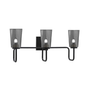 Toltec Sandia 3-Light Bath Bar | Matte Black with Smoke Bubble Glass | Bathroom Vanity & Powder Room | 7.25 x 11.5 in | Model 6223-MB-262
