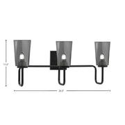 Toltec Sandia 3-Light Bath Bar | Matte Black with Smoke Bubble Glass | Bathroom Vanity & Powder Room | 7.25 x 11.5 in | Model 6223-MB-262