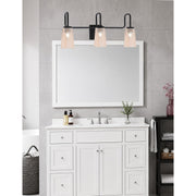 Toltec Sandia 3-Light Bath Bar | Modern Matte Black and Amber Gradient Glass | Bathroom & Powder Room Vanity Light | 7.25 x 11.5 in | Model 6223-MB-263