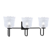 Toltec Sandia 3-Light Bath Bar | Modern Matte Black Steel and Clear Lava Glass | Bathroom Vanity & Powder Room | 8.25 x 11.5 in | Model 6223-MB-4230