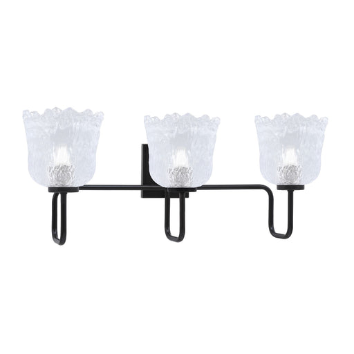 Toltec Sandia 3-Light Bath Bar | Modern Matte Black Steel and Clear Lava Glass | Bathroom Vanity & Powder Room | 8.25 x 11.5 in | Model 6223-MB-4230