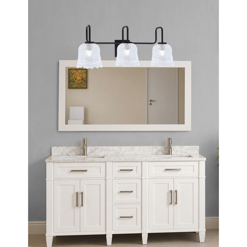 Toltec Sandia 3-Light Bath Bar | Modern Matte Black Steel and Clear Lava Glass | Bathroom Vanity & Powder Room | 8.25 x 11.5 in | Model 6223-MB-4230