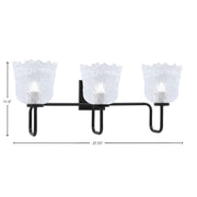 Toltec Sandia 3-Light Bath Bar | Modern Matte Black Steel and Clear Lava Glass | Bathroom Vanity & Powder Room | 8.25 x 11.5 in | Model 6223-MB-4230