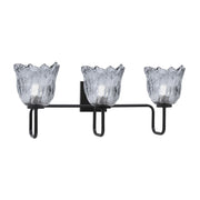 Toltec Sandia 3-Light Bath Bar | Modern Matte Black Steel and Smoke Lava Glass | Bathroom Vanity & Powder Room | 8.25 x 11.5 in | Model 6223-MB-4232