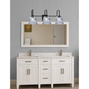 Toltec Sandia 3-Light Bath Bar | Modern Matte Black Steel and Smoke Lava Glass | Bathroom Vanity & Powder Room | 8.25 x 11.5 in | Model 6223-MB-4232