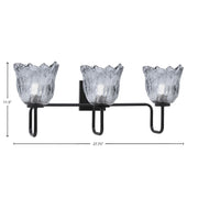 Toltec Sandia 3-Light Bath Bar | Modern Matte Black Steel and Smoke Lava Glass | Bathroom Vanity & Powder Room | 8.25 x 11.5 in | Model 6223-MB-4232