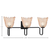 Toltec Sandia 3-Light Bath Bar | Modern Matte Black Steel and Amber Lava Glass | Bathroom Vanity & Powder Room | 8.25 x 11.5 in | Model 6223-MB-4233