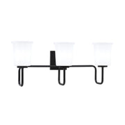 Toltec Sandia 3-Light Bath Bar | Modern Matte Black and White Opal Glass | Bathroom & Powder Room Vanity Light | 7.5 x 10.5 in | Model 6223-MB-5031