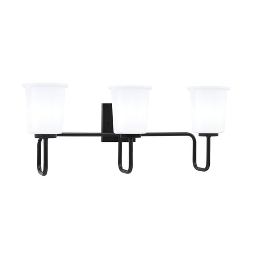 Toltec Sandia 3-Light Bath Bar | Modern Matte Black and White Opal Glass | Bathroom & Powder Room Vanity Light | 7.5 x 10.5 in | Model 6223-MB-5031