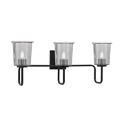 Toltec Sandia 3-Light Bath Bar | Modern Matte Black and Smoke Bubble Glass | Bathroom & Powder Room Vanity Light | 7.5 x 10.5 in | Model 6223-MB-5032