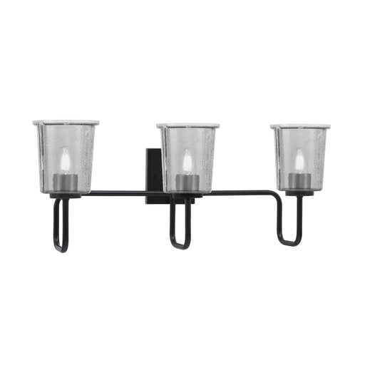 Toltec Sandia 3-Light Bath Bar | Modern Matte Black and Smoke Bubble Glass | Bathroom & Powder Room Vanity Light | 7.5 x 10.5 in | Model 6223-MB-5032