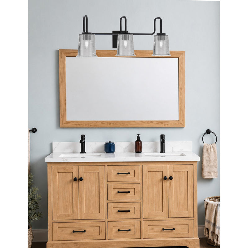 Toltec Sandia 3-Light Bath Bar | Modern Matte Black and Smoke Bubble Glass | Bathroom & Powder Room Vanity Light | 7.5 x 10.5 in | Model 6223-MB-5032