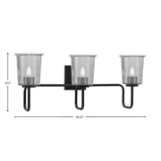Toltec Sandia 3-Light Bath Bar | Modern Matte Black and Smoke Bubble Glass | Bathroom & Powder Room Vanity Light | 7.5 x 10.5 in | Model 6223-MB-5032