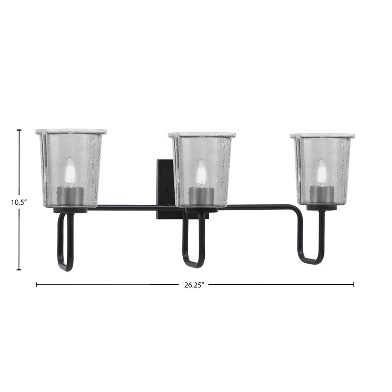 Toltec Sandia 3-Light Bath Bar | Modern Matte Black and Smoke Bubble Glass | Bathroom & Powder Room Vanity Light | 7.5 x 10.5 in | Model 6223-MB-5032
