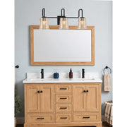 Toltec Sandia 3-Light Bath Bar | Modern Matte Black Steel and Amber Bubble Glass | Bathroom Vanity & Powder Room | 7.5 x 10.5 in | Model 6223-MB-5033