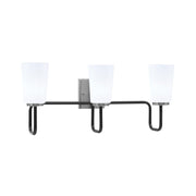 Toltec Sandia 3-Light Bath Bar | Modern Matte Black and Graphite Finish with White Opal Glass | Bathroom & Powder Room Vanity Light | 7.25 x 11.5 in | Model 6223-MBGP-261