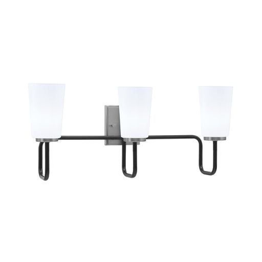 Toltec Sandia 3-Light Bath Bar | Modern Matte Black and Graphite Finish with White Opal Glass | Bathroom & Powder Room Vanity Light | 7.25 x 11.5 in | Model 6223-MBGP-261