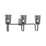 Toltec Sandia 3-Light Bath Bar | Modern Matte Black and Graphite Finish with Smoke Bubble Glass | Bathroom & Powder Room Vanity Light | 7.25 x 11.5 in | Model 6223-MBGP-262