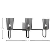 Toltec Sandia 3-Light Bath Bar | Modern Matte Black and Graphite Finish with Smoke Bubble Glass | Bathroom & Powder Room Vanity Light | 7.25 x 11.5 in | Model 6223-MBGP-262