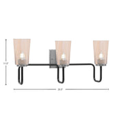 Toltec Sandia 3-Light Bath Bar | Modern Matte Black and Graphite Finish with Amber Gradient Glass | Bathroom & Powder Room Vanity Light | Model 6223-MBGP-263