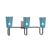 Toltec Sandia 3-Light Bath Bar | Modern Matte Black and Graphite Finish with Blue Gradient Glass | Bathroom & Powder Room Vanity Light | Model 6223-MBGP-265