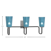 Toltec Sandia 3-Light Bath Bar | Modern Matte Black and Graphite Finish with Blue Gradient Glass | Bathroom & Powder Room Vanity Light | Model 6223-MBGP-265