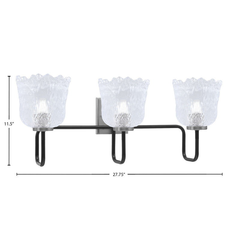 Toltec Sandia 11.5in 3-Light Bath Bar | Modern Matte Black and Graphite Steel with Clear Lava Glass | Bathroom Vanity & Powder Room | 8.25 x 11.5 in | Model 6223-MBGP-4230