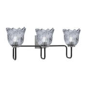 Toltec Sandia 3-Light Bath Bar | Matte Black & Graphite Steel and Smoke Lava Glass | Bathroom & Powder Room Vanity | 8.25 x 11.5 in | Model 6223-MBGP-4232