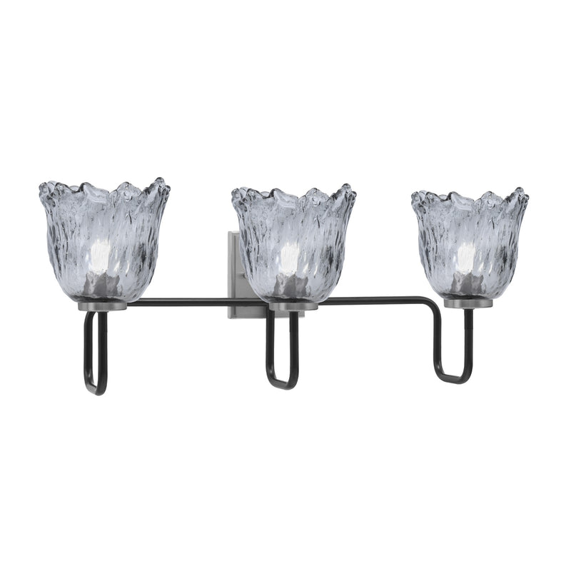 Toltec Sandia 3-Light Bath Bar | Matte Black & Graphite Steel and Smoke Lava Glass | Bathroom & Powder Room Vanity | 8.25 x 11.5 in | Model 6223-MBGP-4232