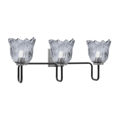 Toltec Sandia 3-Light Bath Bar | Matte Black & Graphite Steel and Smoke Lava Glass | Bathroom & Powder Room Vanity | 8.25 x 11.5 in | Model 6223-MBGP-4232